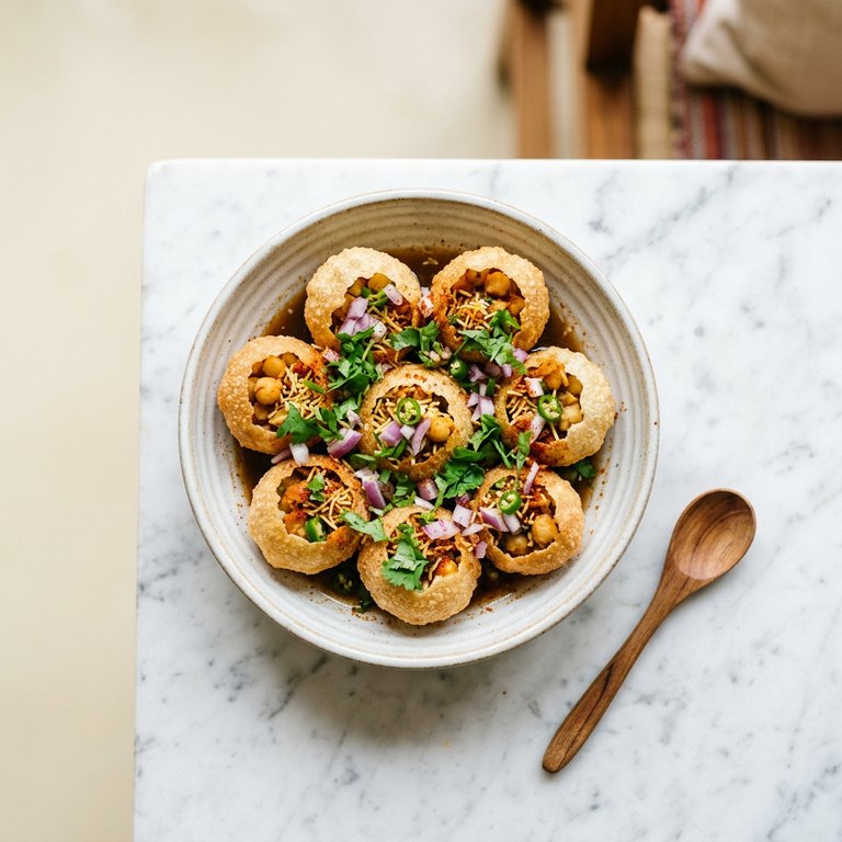 Fuska — Bengali street snack, tamarind water and chickpea