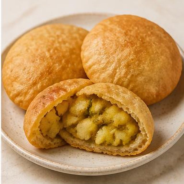 Puri di patate / Potato Puri — Pane fritto ripieno di patate · Fried bread with potatoes